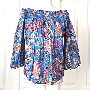 Etro NWT Paisley Off-Shoulder Blouse